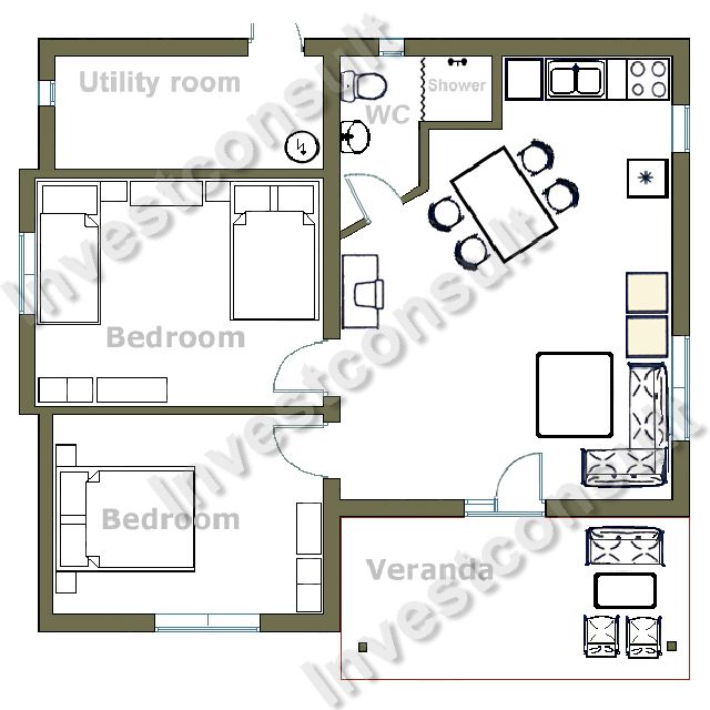 2 Bedroom Open Floor House Plans
